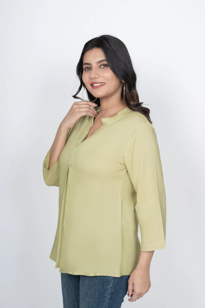 Viscose Pleated Top Combo – Olive Green & Blue Grey (Pack of 2)