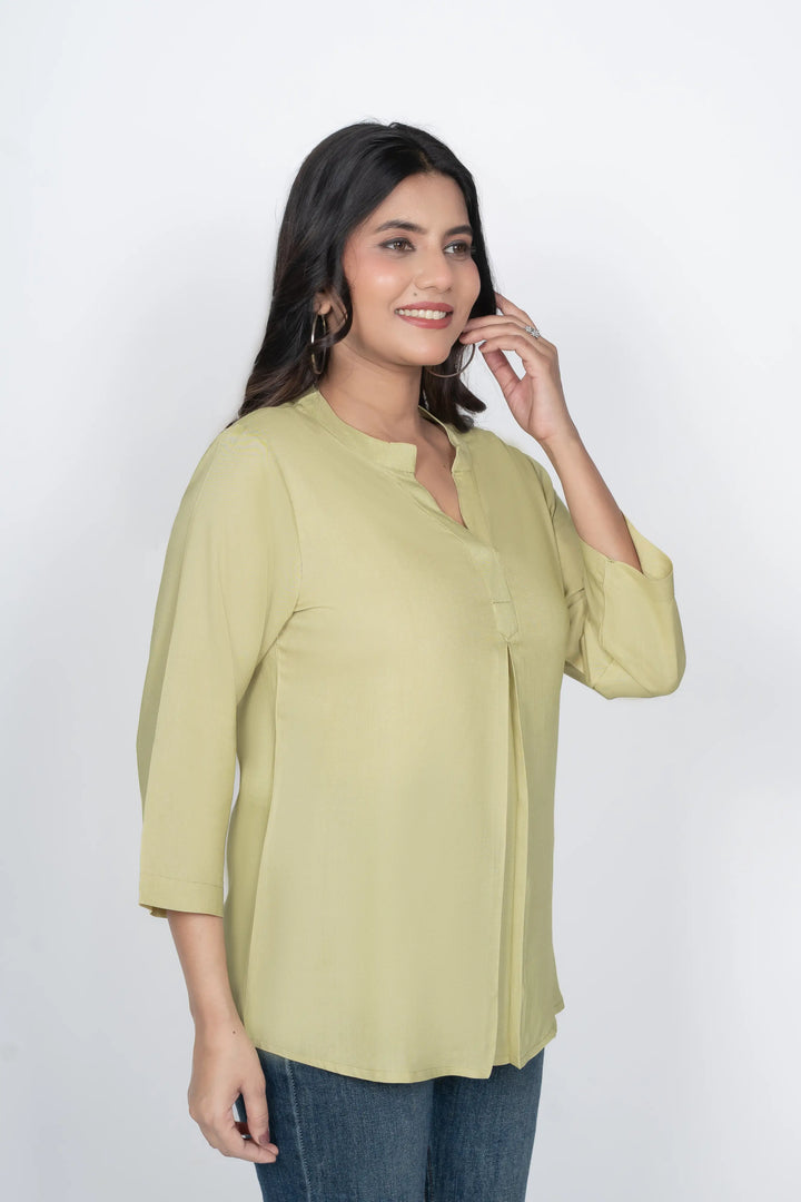 Viscose Pleated Top Combo – Olive Green & Blue Grey (Pack of 2)