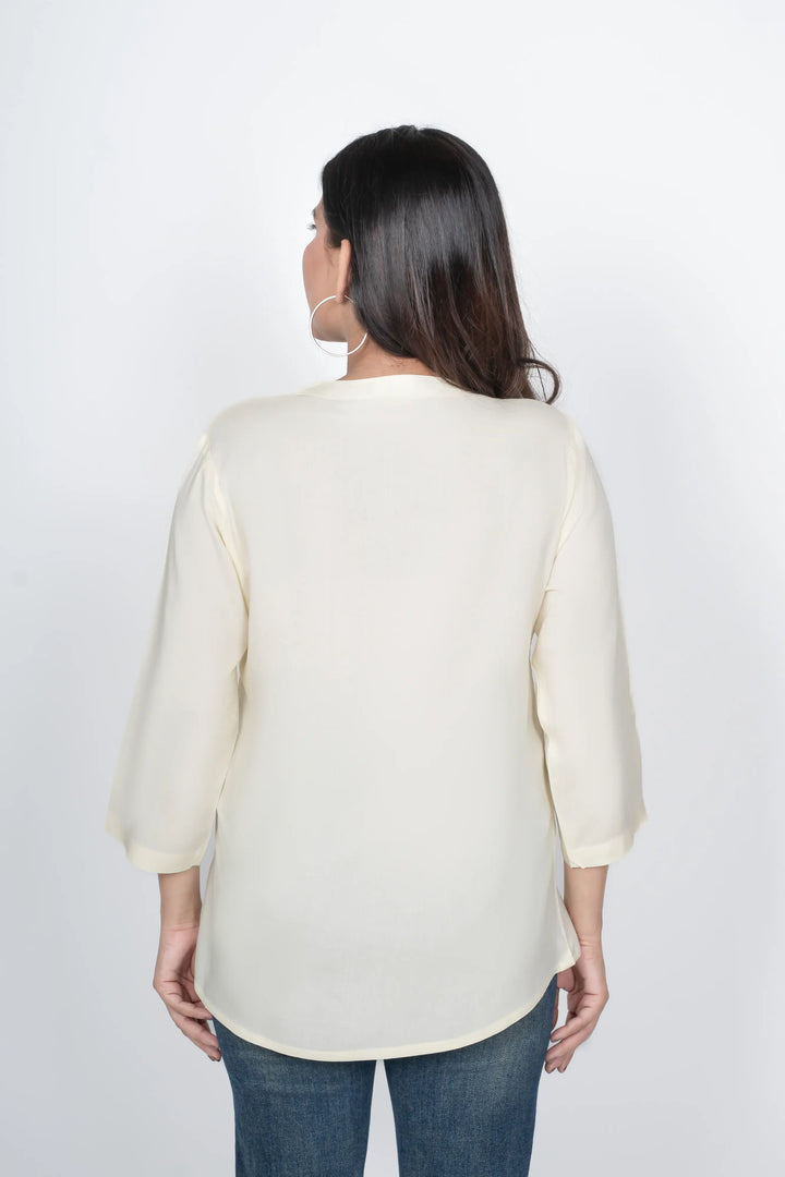 Viscose Pleated Top Combo – Cream & White (Pack of 2)