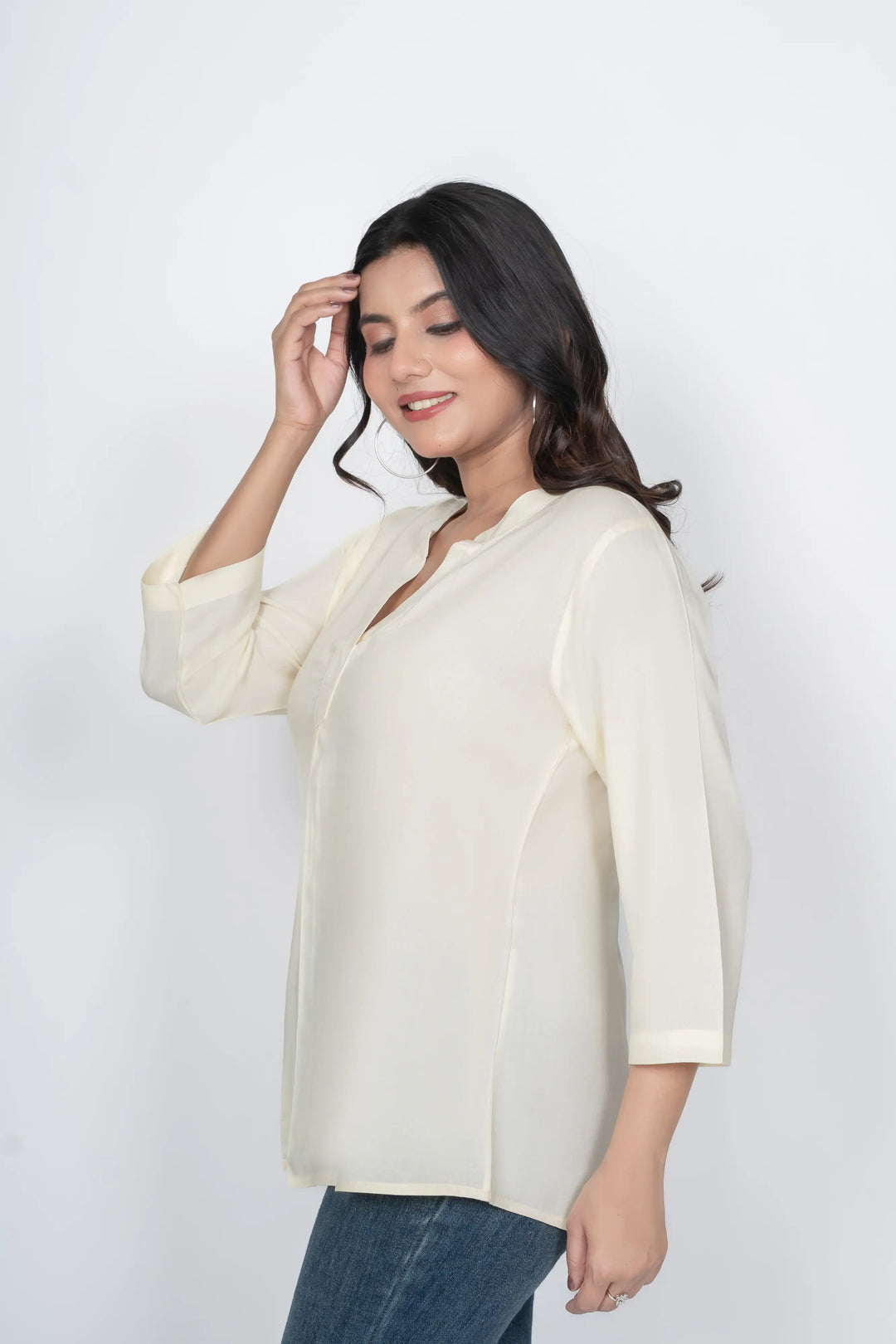 Viscose Pleated Top Combo – Cream & White (Pack of 2)
