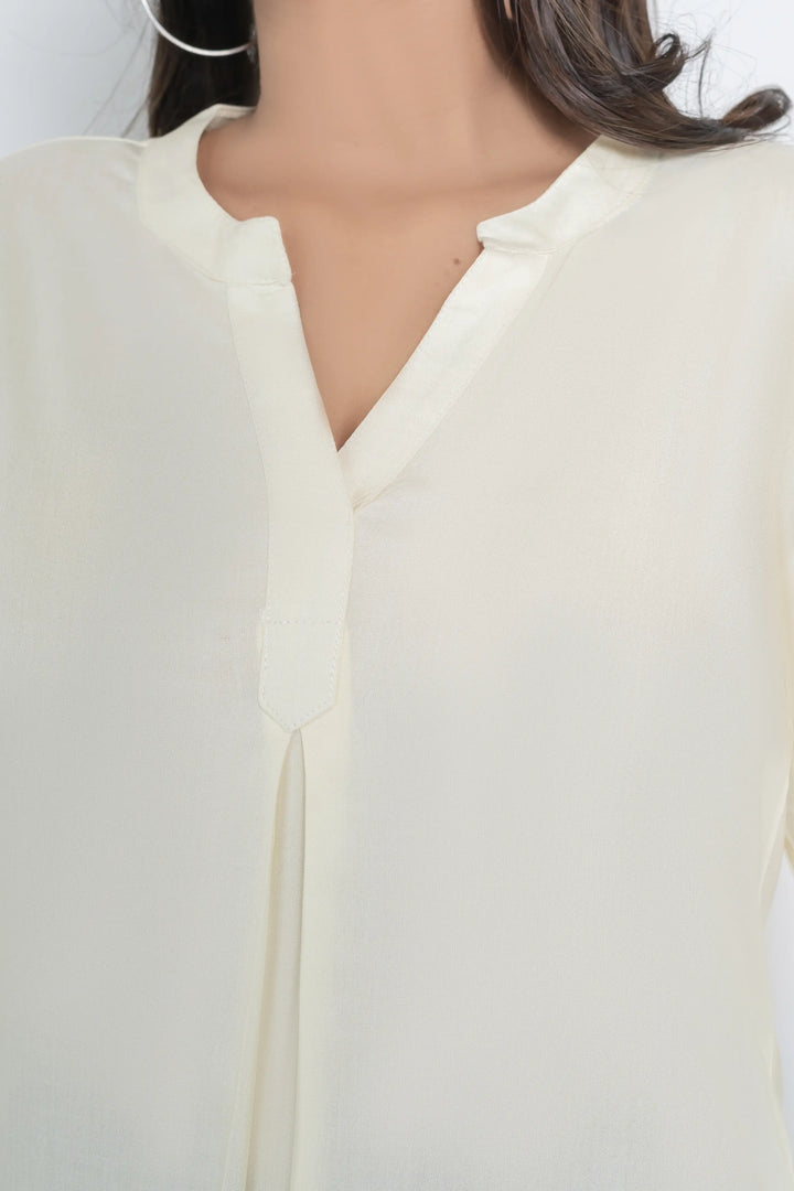 Cream Viscose Pleated Top