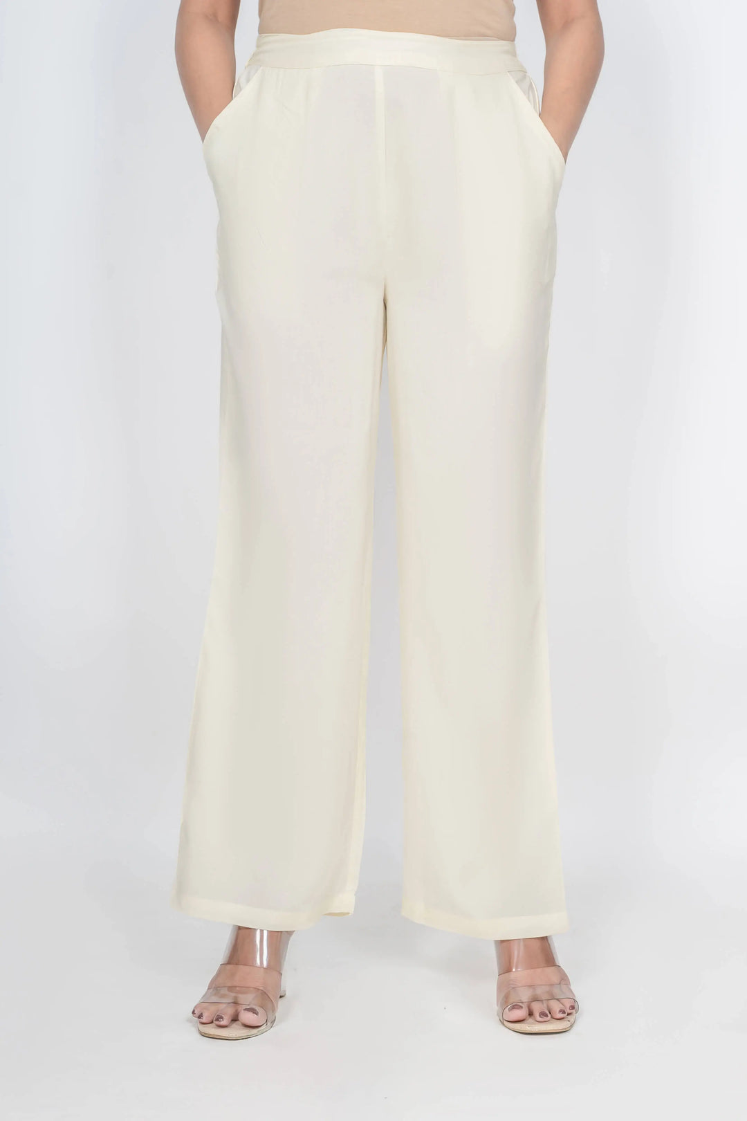 Cream Solid Palazzo