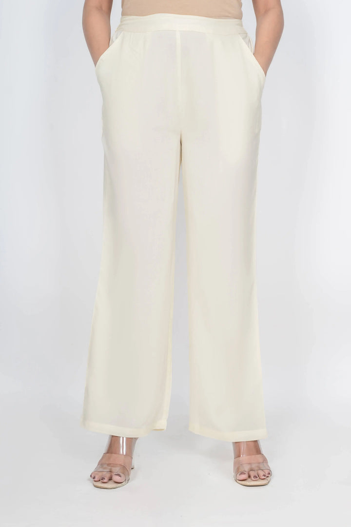 Cream Solid Palazzo