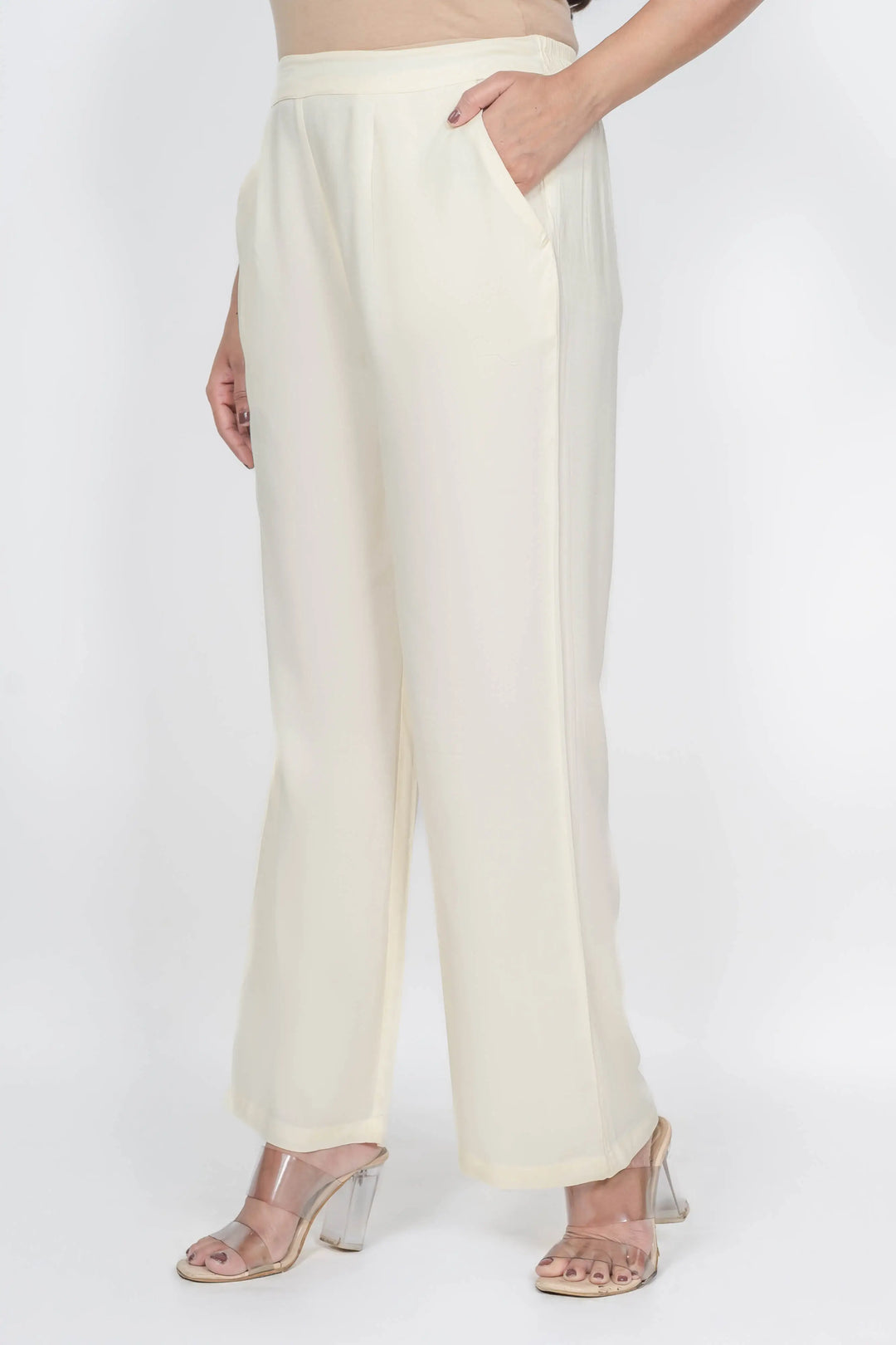 Cream Solid Palazzo