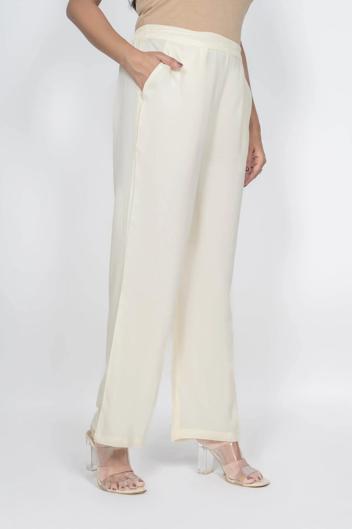 Cream Solid Palazzo