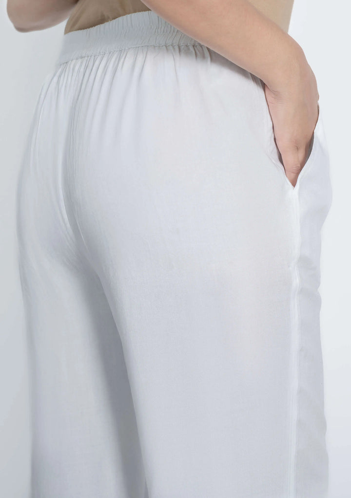 Viscose Palazzo Pants Combo - Lavender & White (Pack of 2)