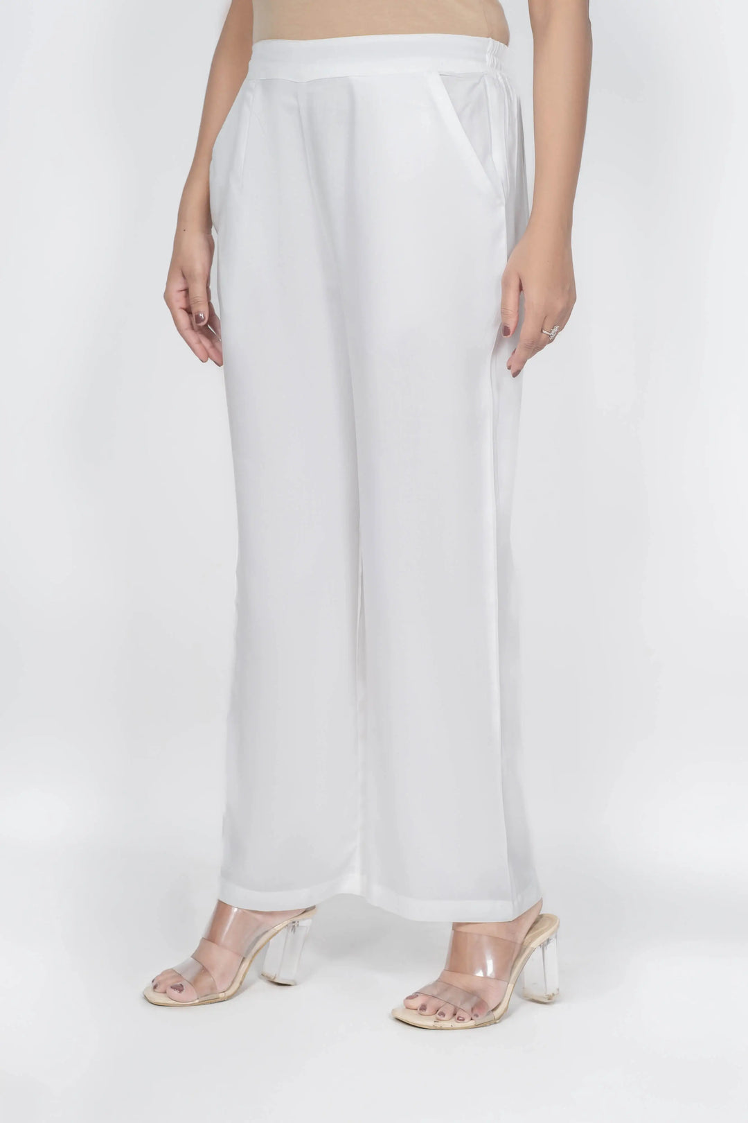 Viscose Palazzo Pants Combo - White & Mustard (Pack of 2)