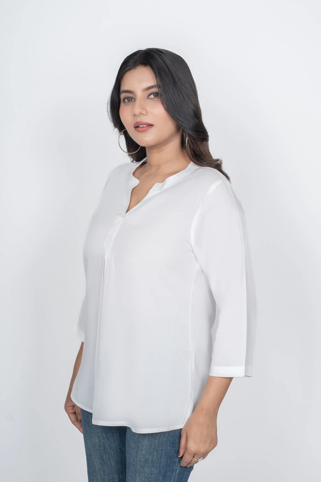 White Viscose Pleated Top