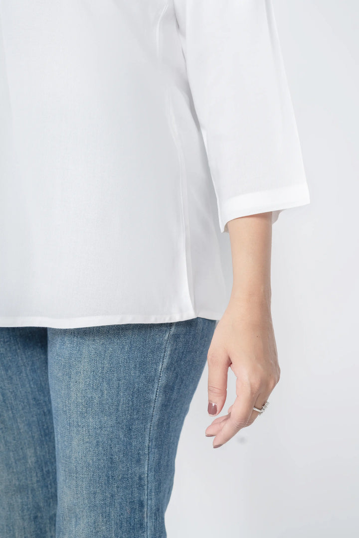 White Viscose Pleated Top