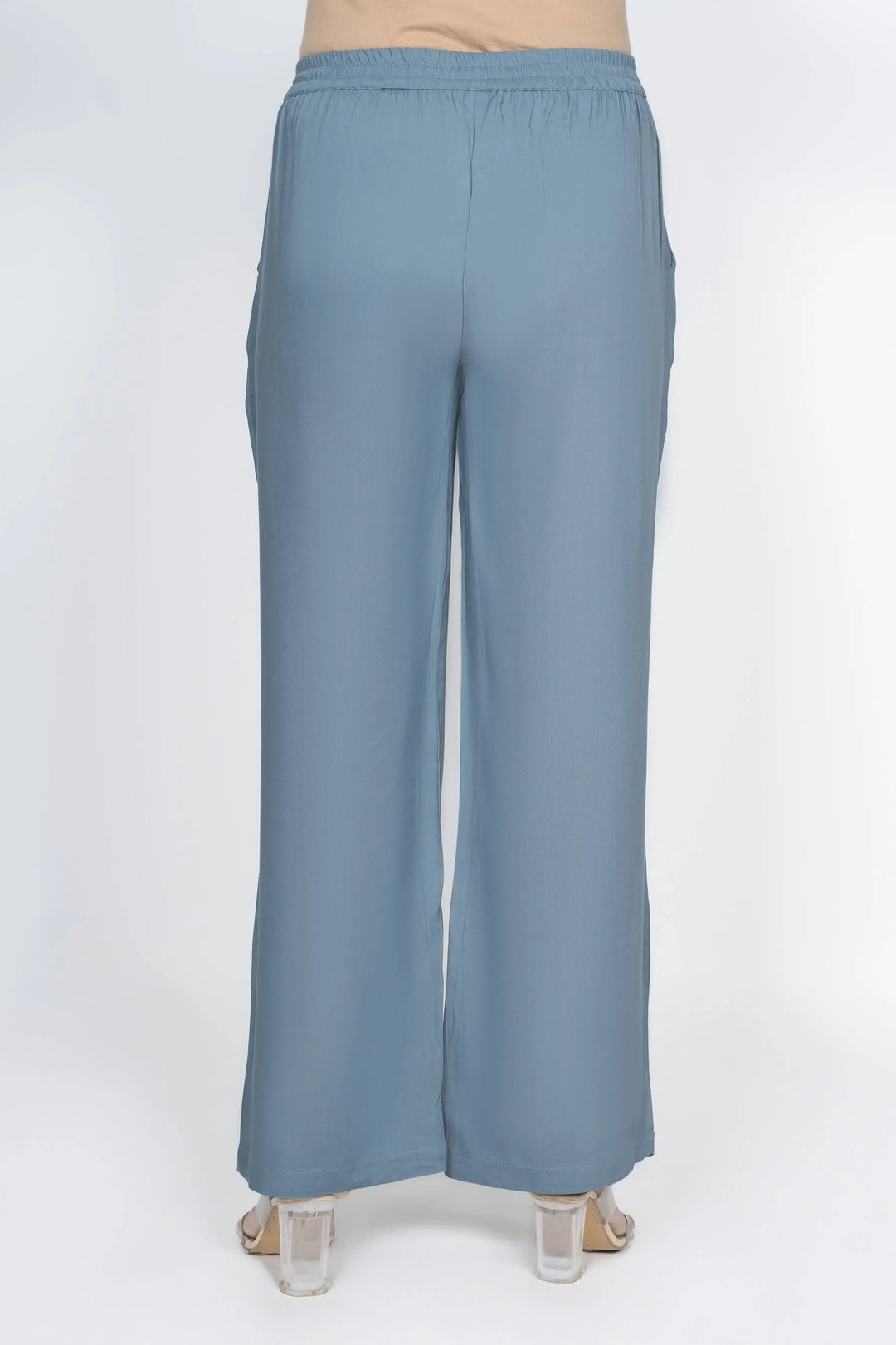 Viscose Palazzo Pants Combo - Olive Green & Blue Grey (Pack of 2)