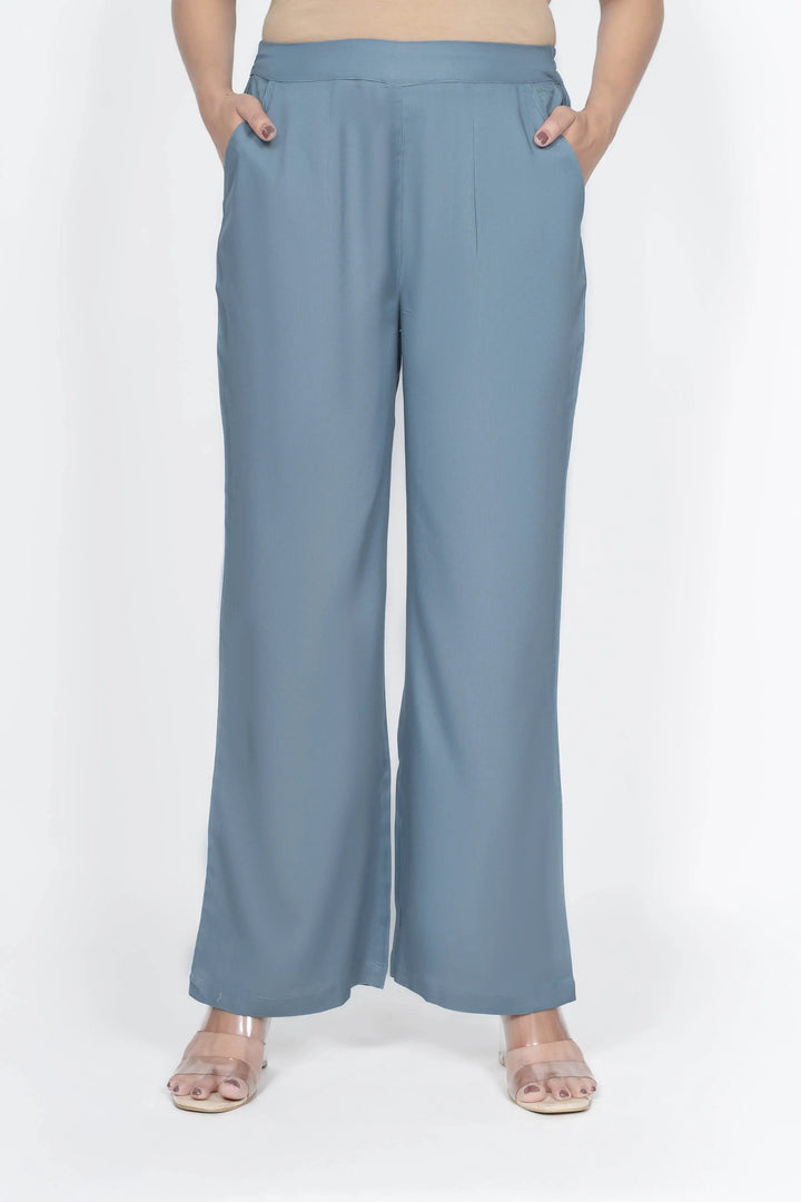 Blue Grey Solid Palazzo