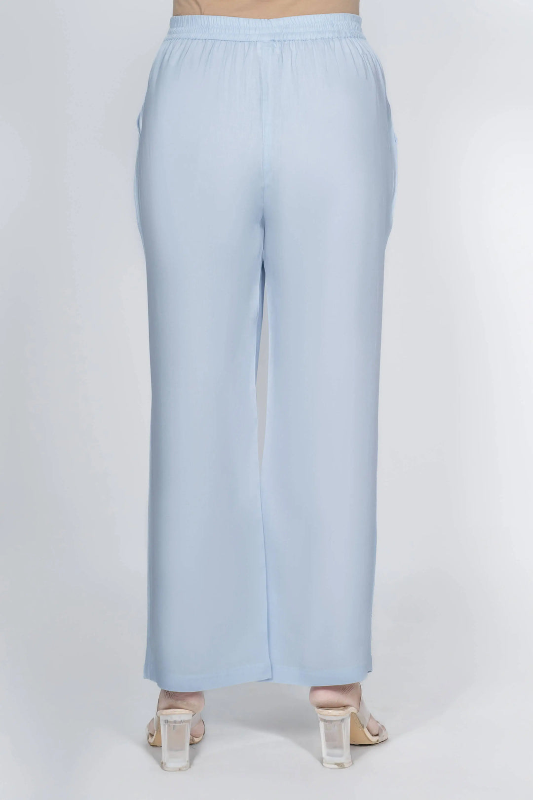 Viscose Palazzo Pants Combo - Olive Green & Powder Blue (Pack of 2)