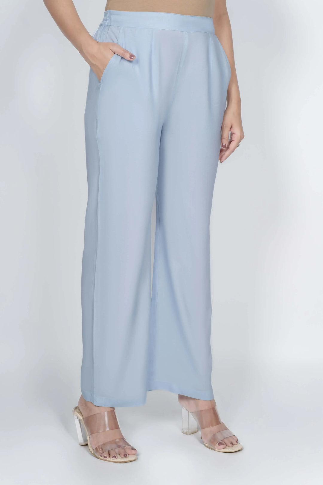 Viscose Palazzo Pants Combo - Powder Blue & Blue Grey (Pack of 2)