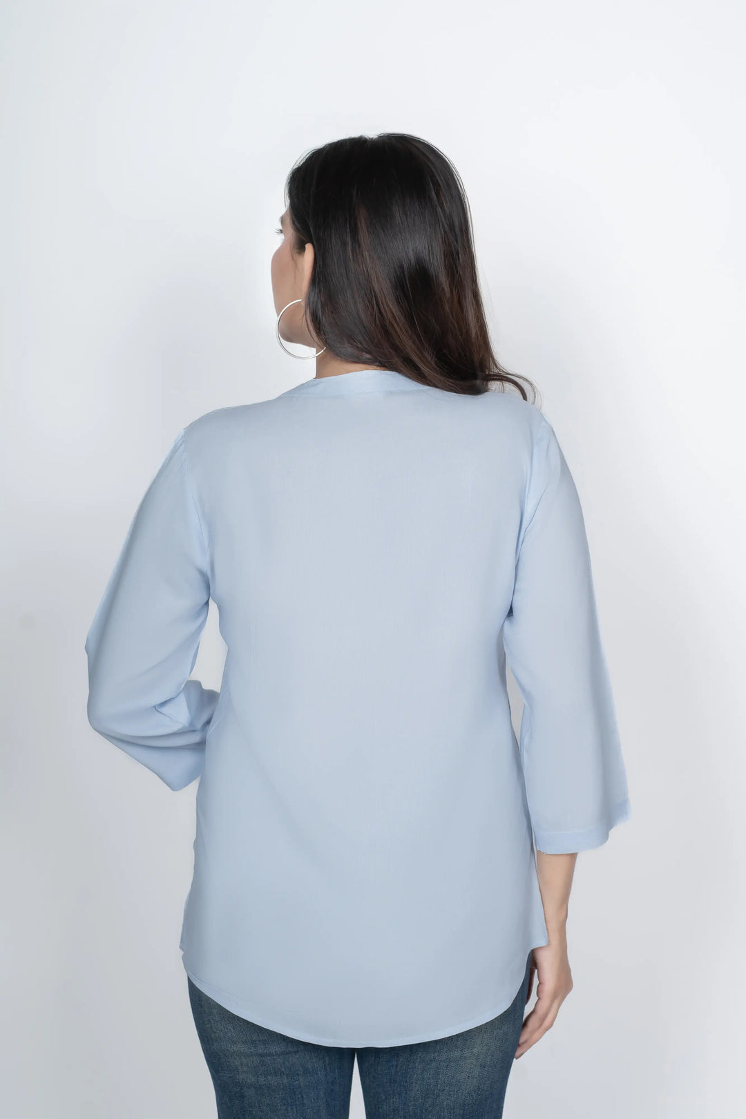 Viscose Pleated Top Combo – Powder Blue & White (Pack of 2)