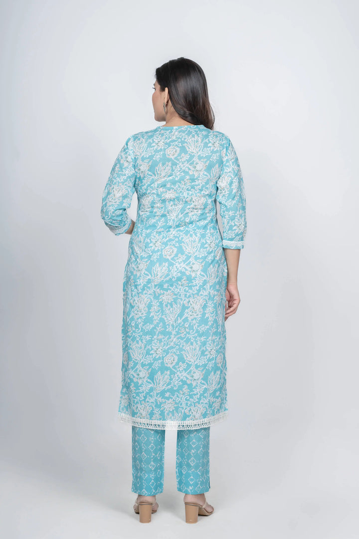 Sky Blue Khadi Print Kurti