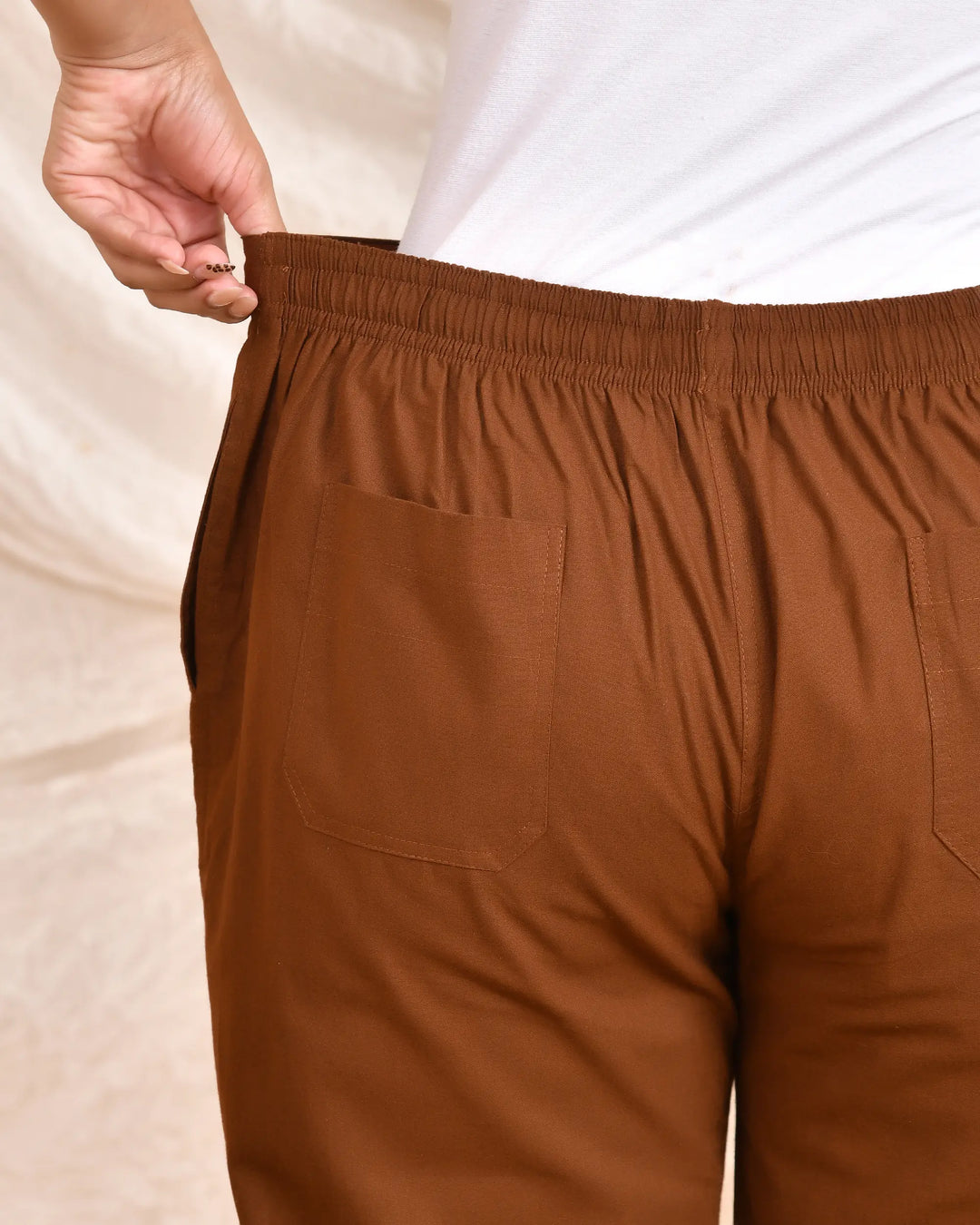 Coffee Brown Solid Straight Pants