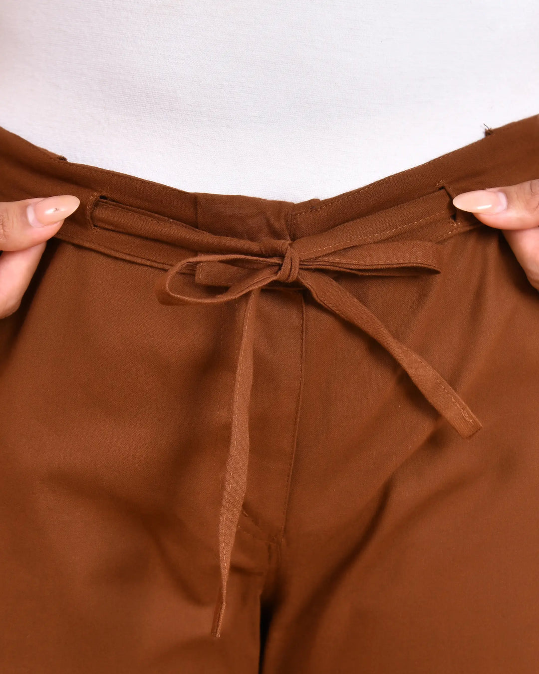 Coffee Brown Solid Straight Pants