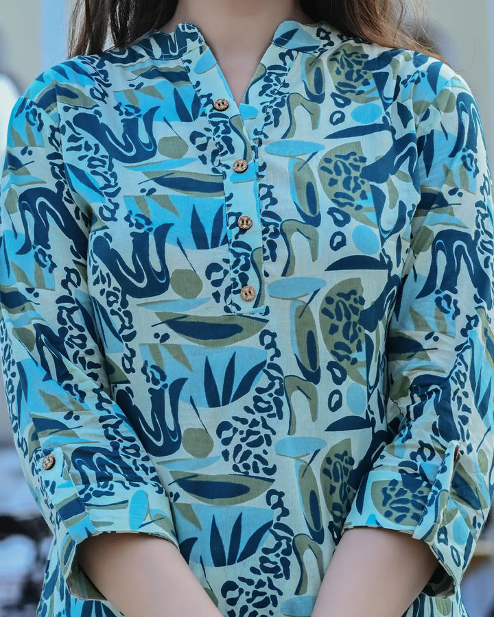 Blue and Green  Abstract Printed co- ords Set
