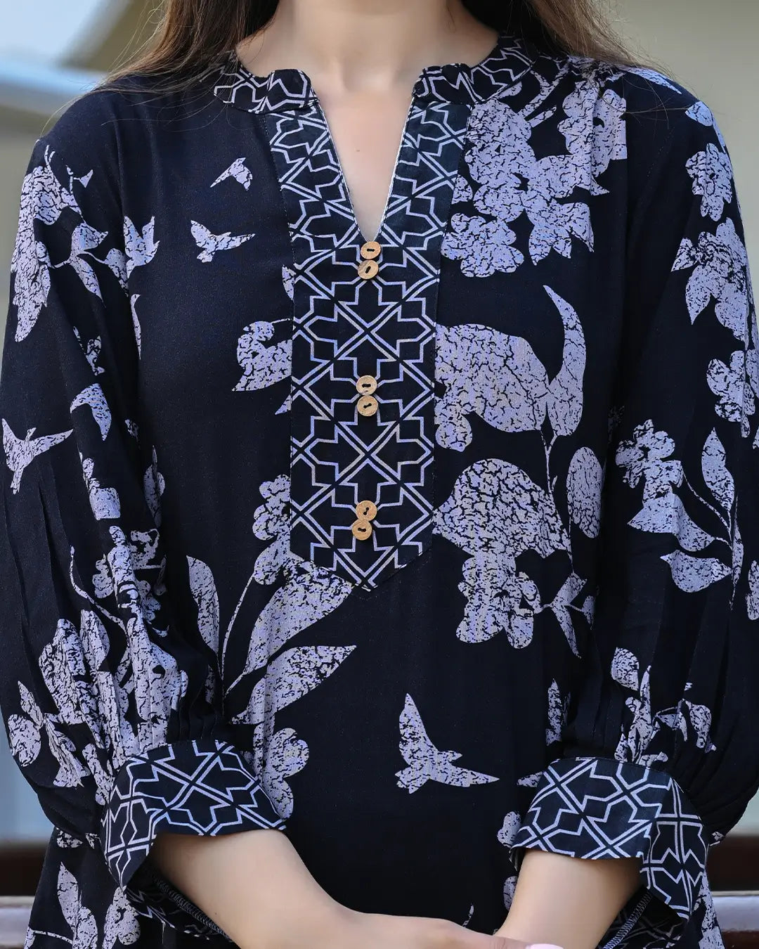 Black Bold Floral Printed Co-ords Set