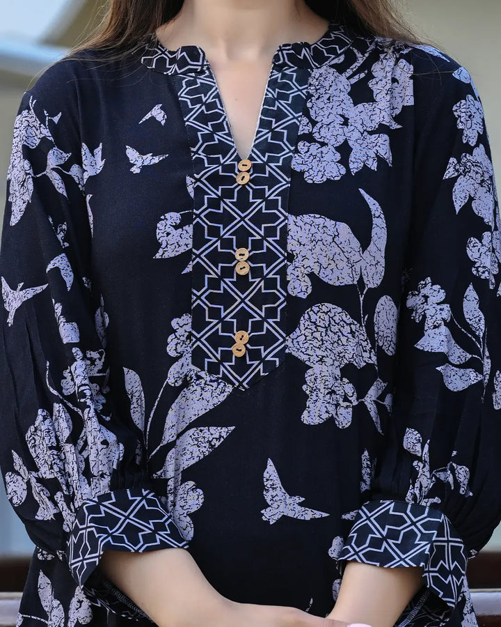 Black Bold Floral Printed Co-ords Set
