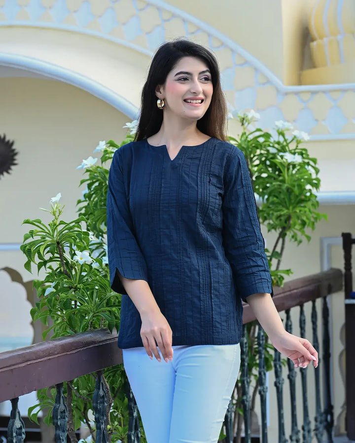 Dark Blue Everyday Cotton Kurti