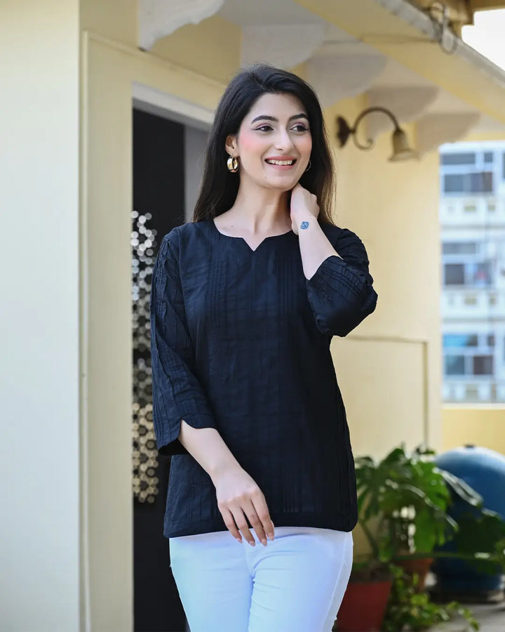 Black Everyday Cotton Kurti