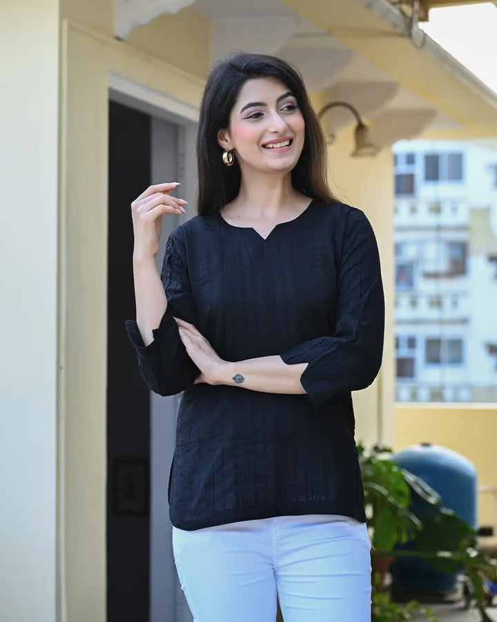 Black Everyday Cotton Kurti
