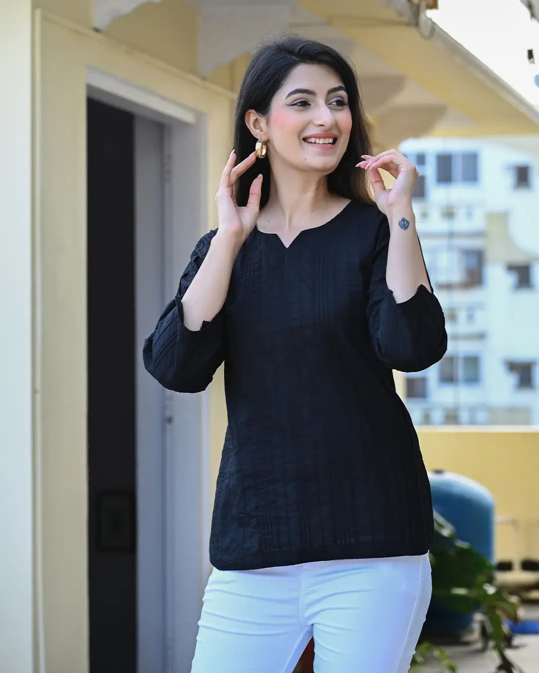 Black Everyday Cotton Kurti