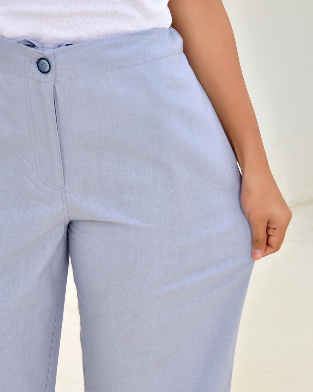 Lavender Grey Solid Straight Pants