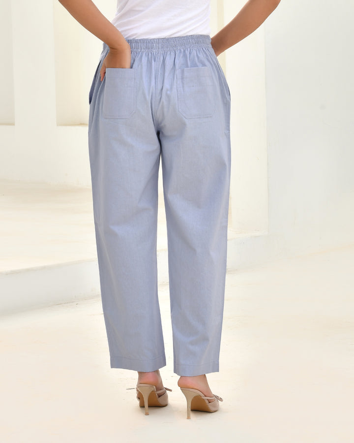 Lavender Grey Solid Straight Pants