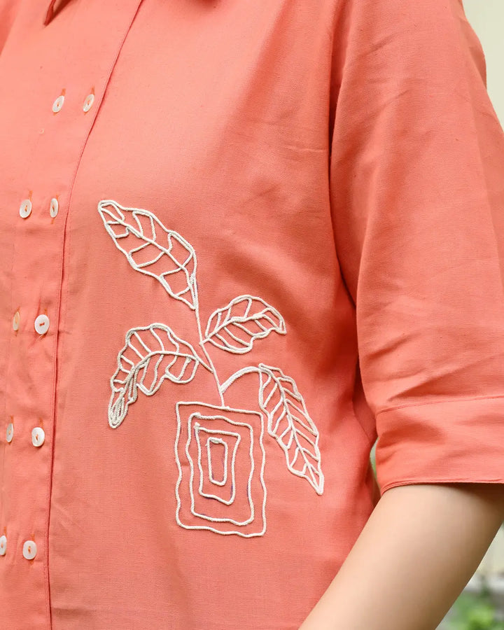 Georgia Peach Embroidered Shirt