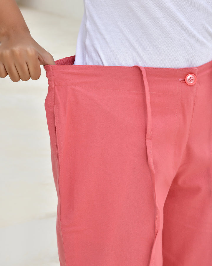 Peach Blossom Solid Straight Pants