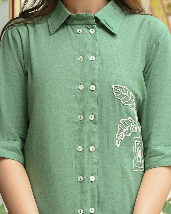 Green Embroidered Shirt