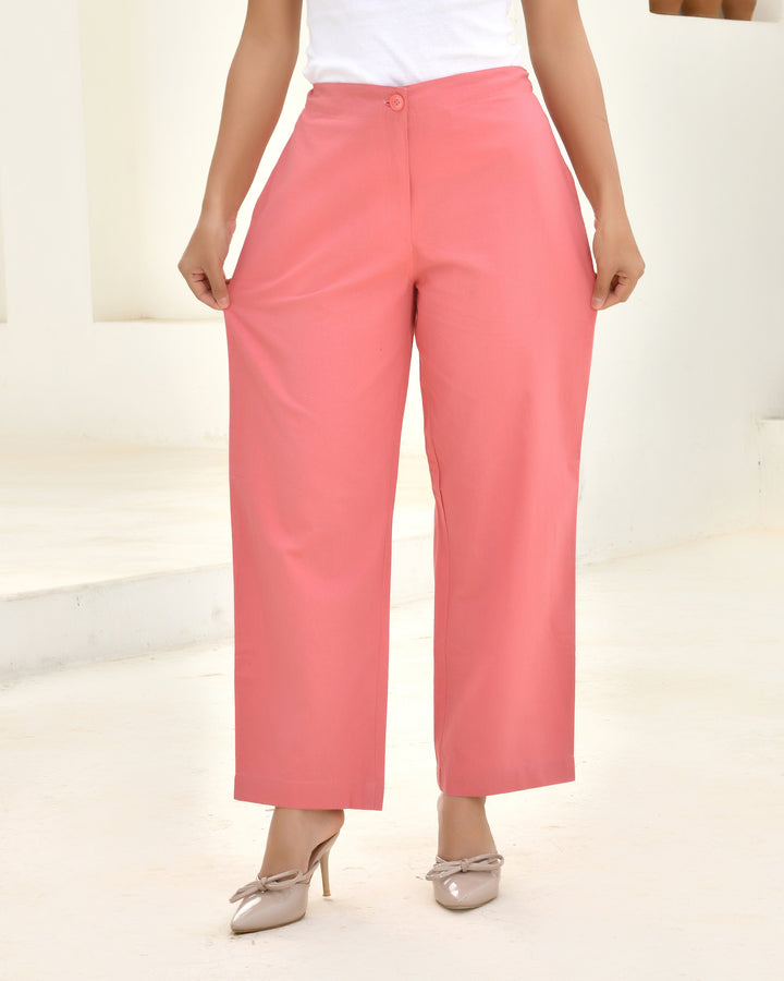 Peach Blossom Solid Straight Pants