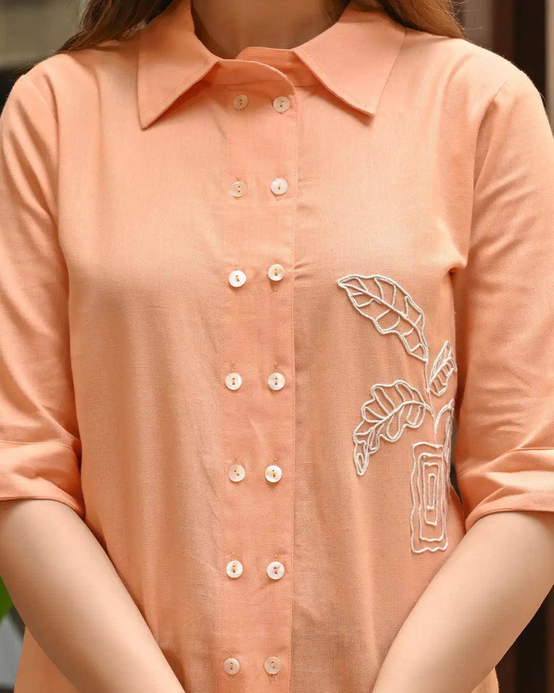 Coral Embroidered Shirt