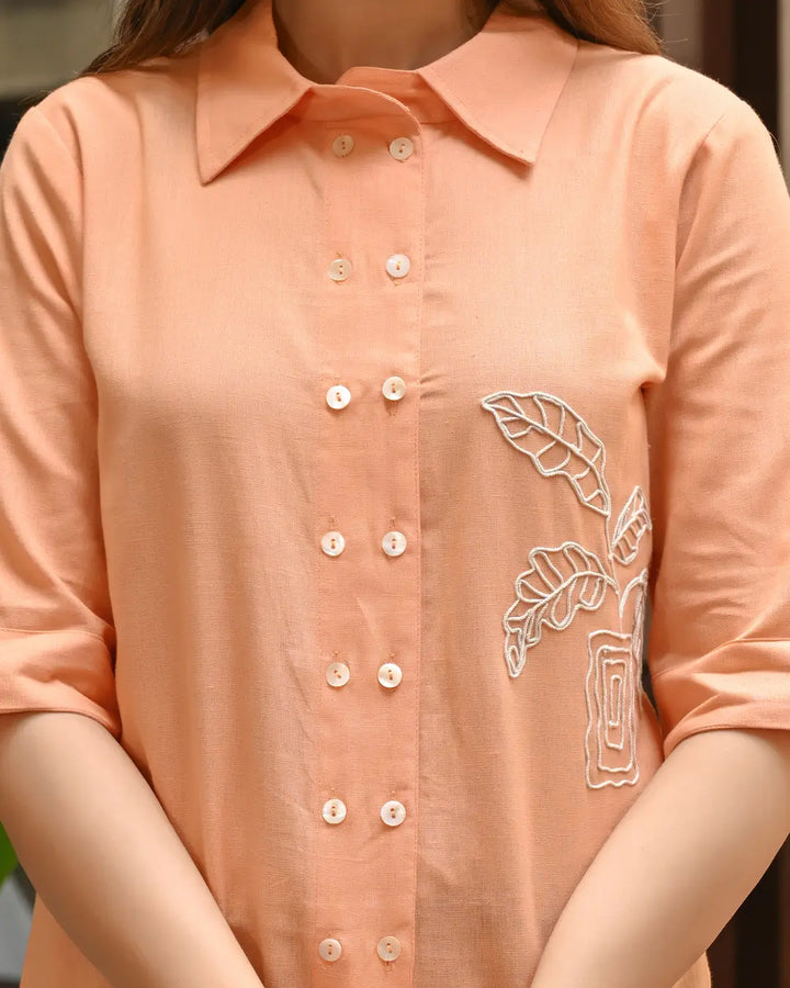Coral Embroidered Shirt