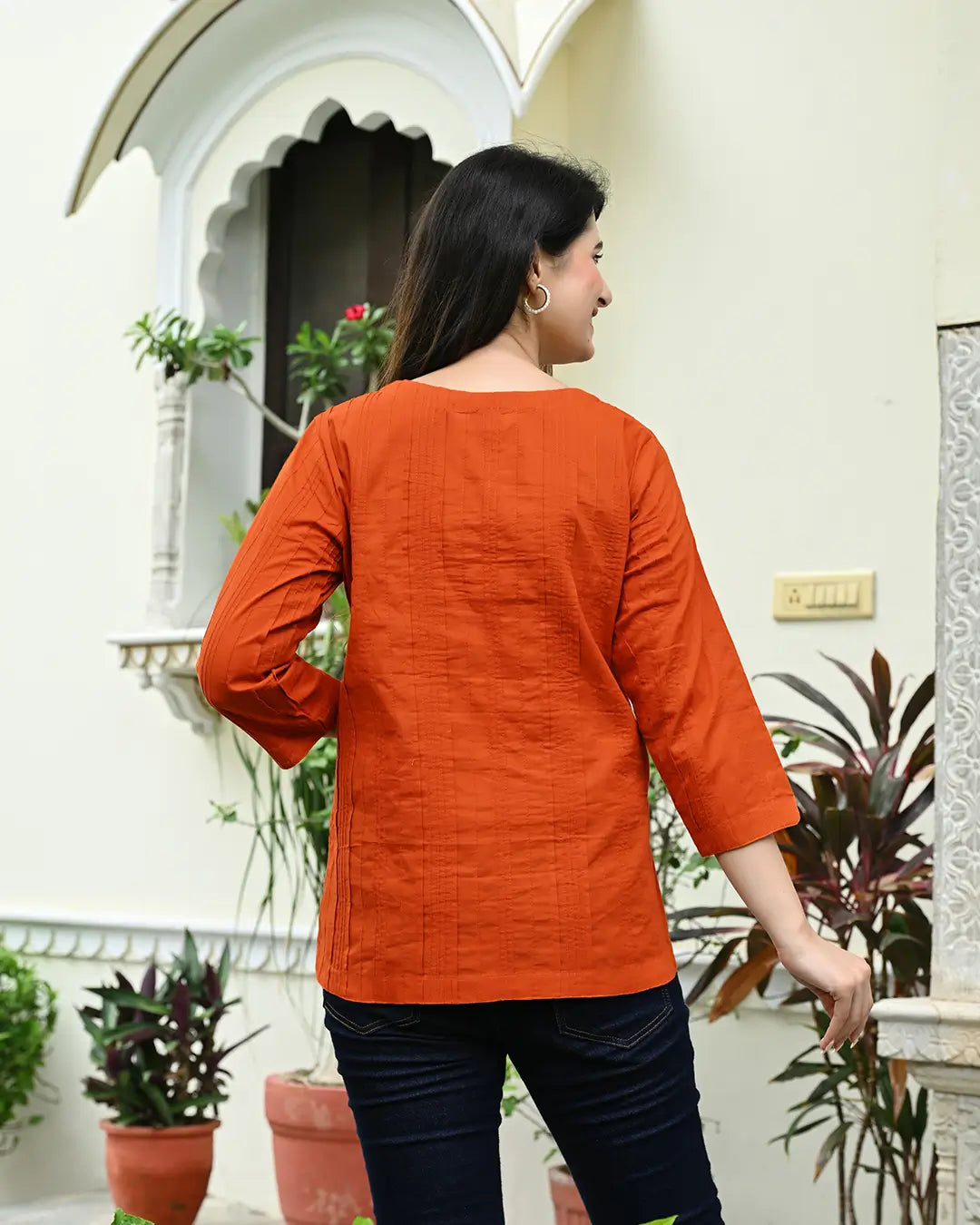 Orange Everyday Cotton Kurti