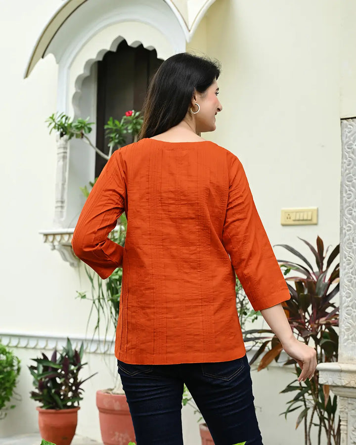Orange Everyday Cotton Kurti