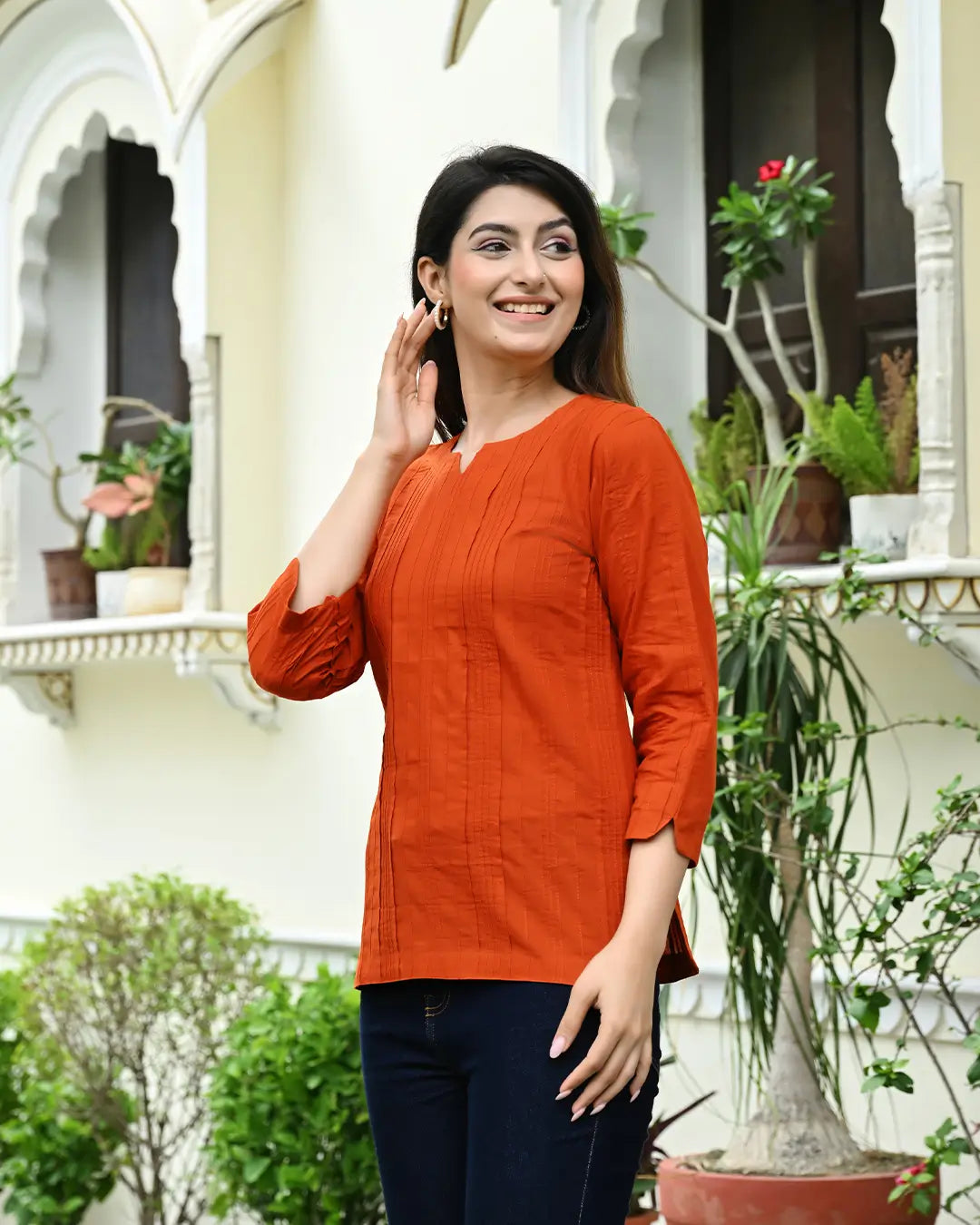 Orange Everyday Cotton Kurti
