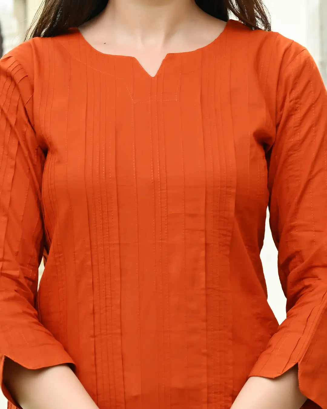 Orange Everyday Cotton Kurti