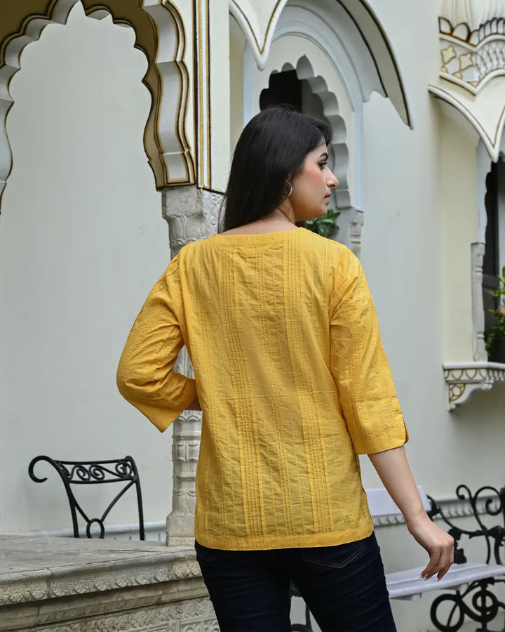 Yellow Everyday Cotton Kurti