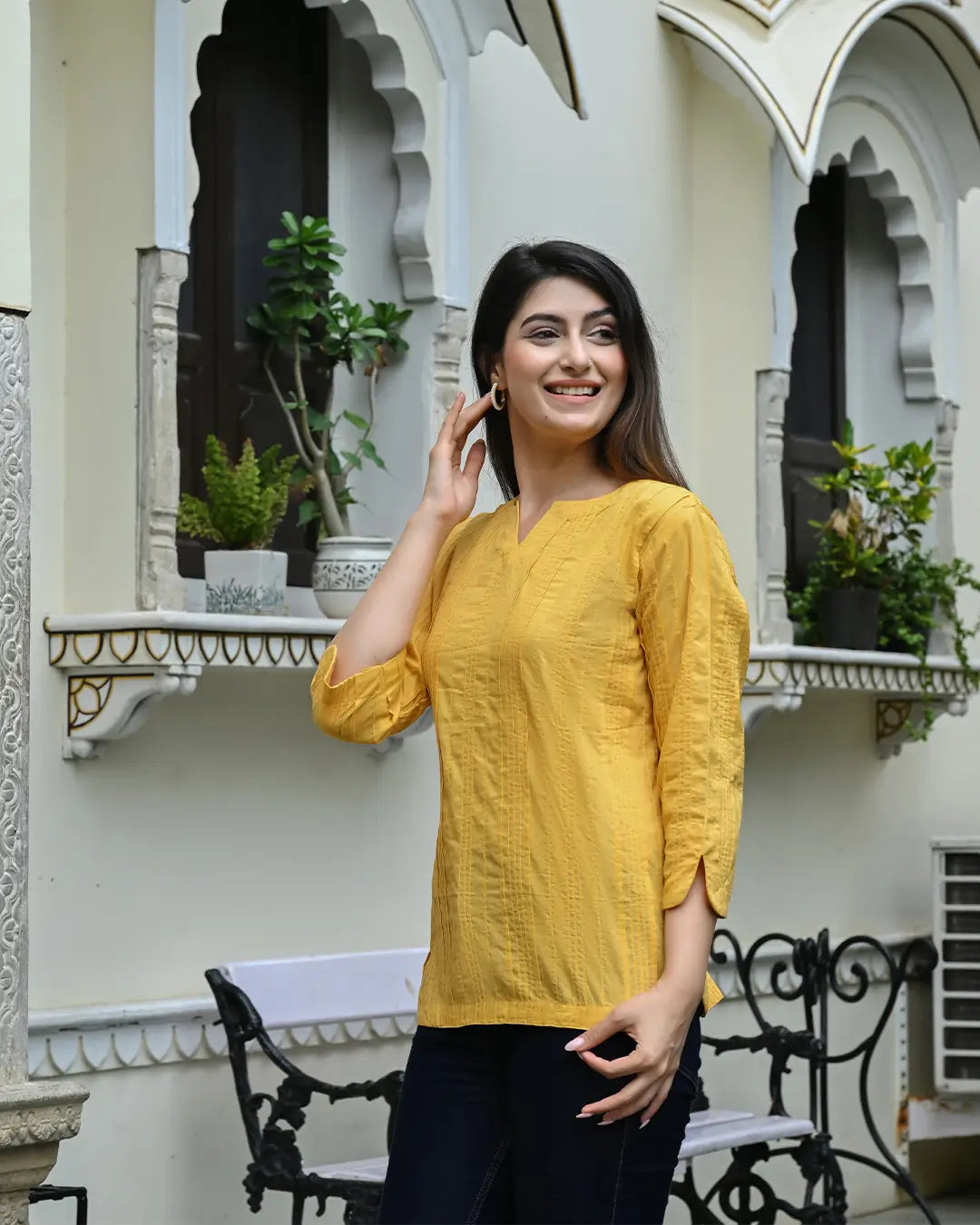 Yellow Everyday Cotton Kurti