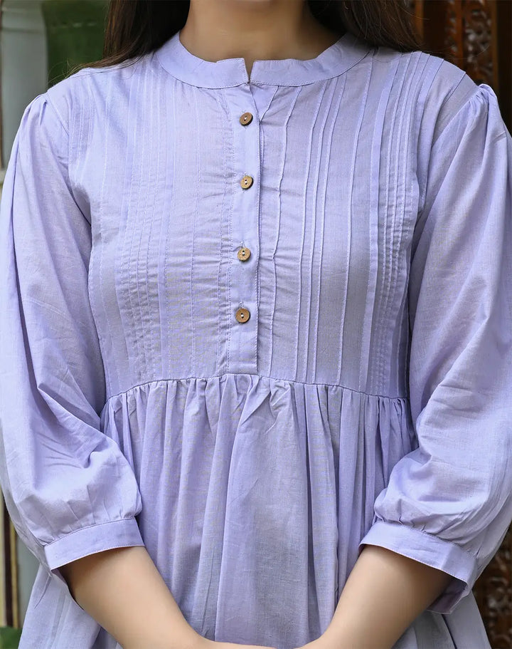 Lavender Solid Pintucks Top