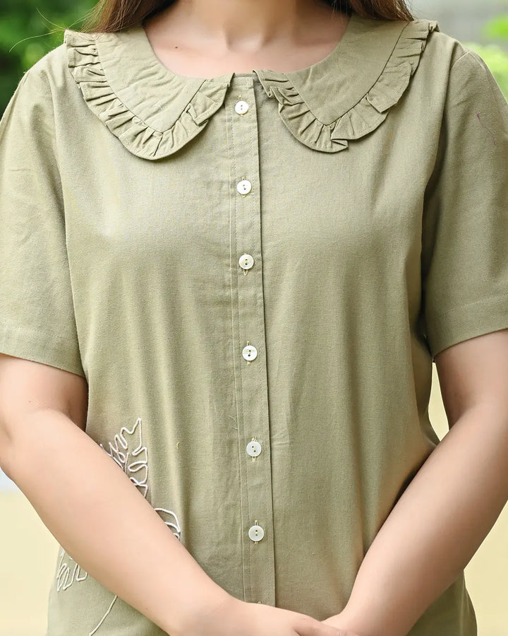 Beige Embroidered Co-ord Set