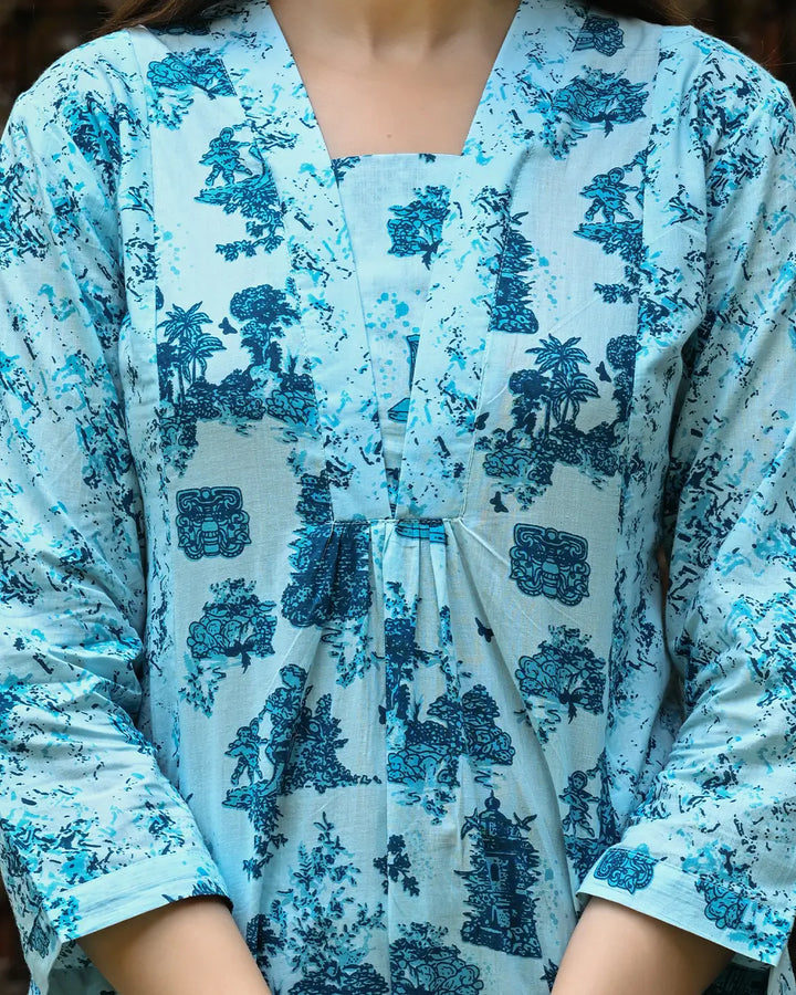 Monument Blue printed Aline Co- ords Set