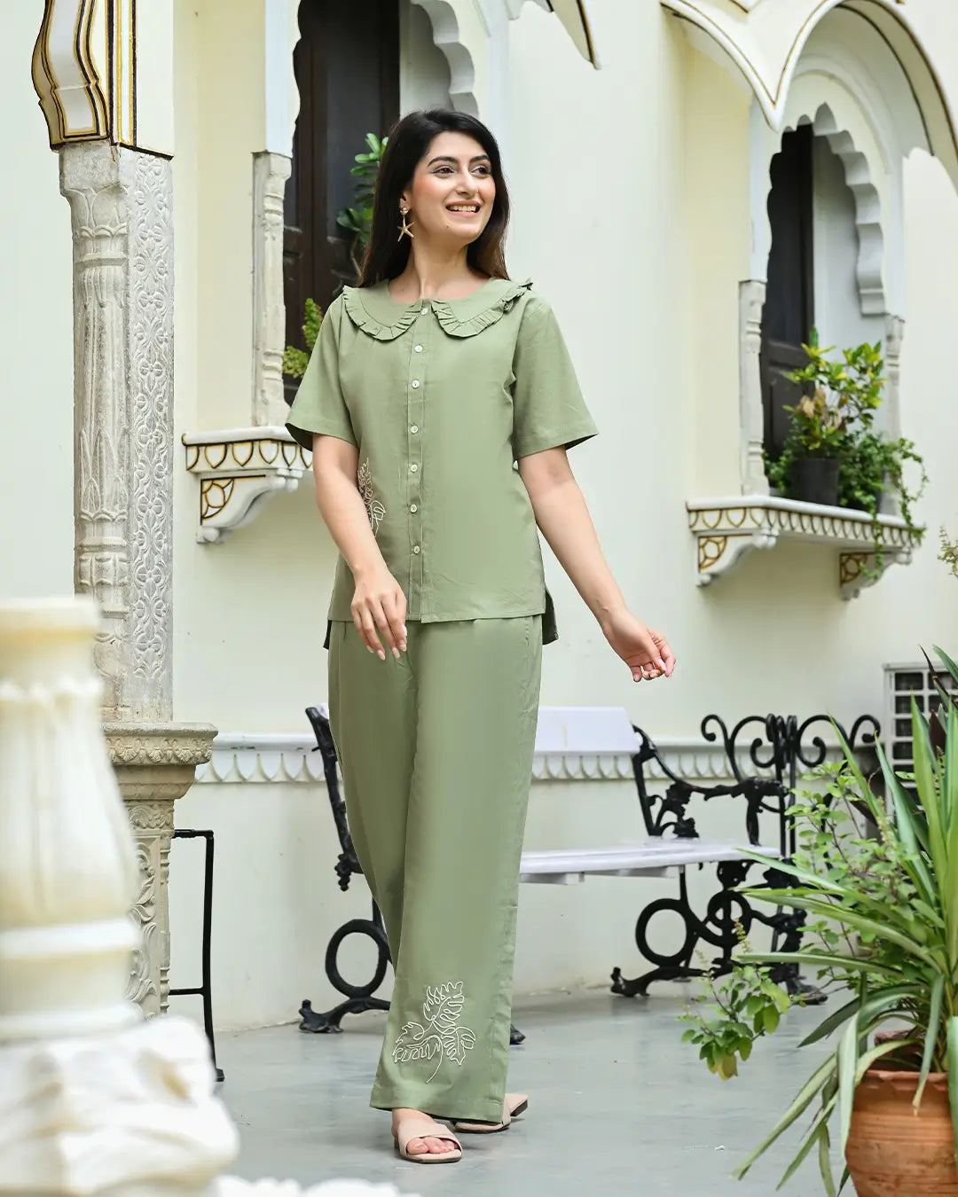 Sage Green Embroidered Co-ord Set