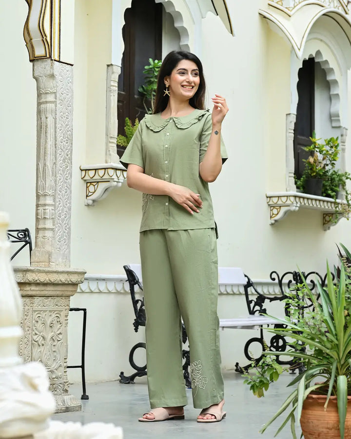 Sage Green Embroidered Co-ord Set