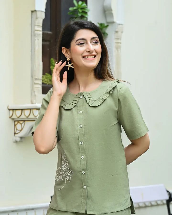 Sage Green Embroidered Co-ord Set