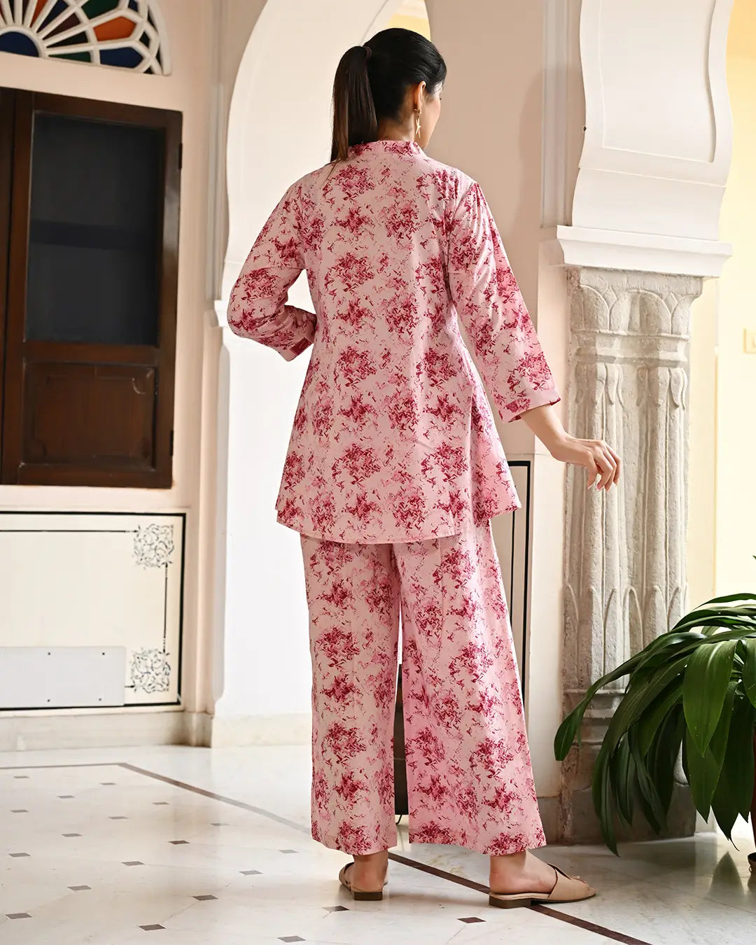 Monument Pink printed Aline Co- ords Set