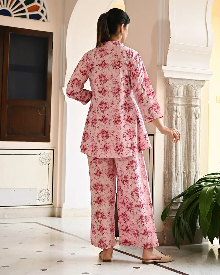 Monument Pink printed Aline Co- ords Set